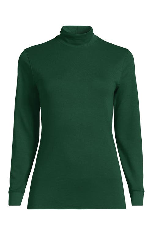 Lands' End Plus Size Relaxed Cotton Long Sleeve Mock Turtleneck In Green