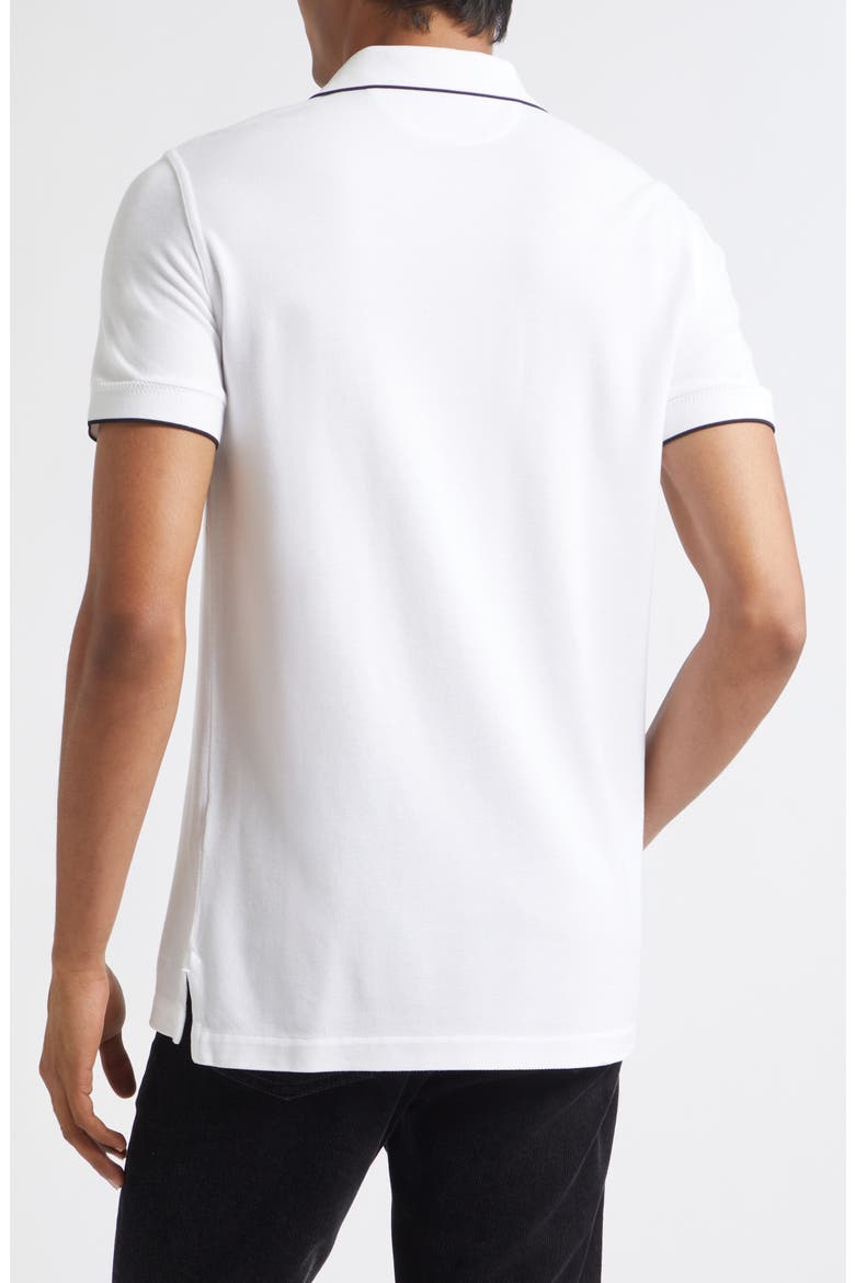 Tipped Lyocell & Cotton Piqué Polo, Alternate, color, WHITE/ BLACK