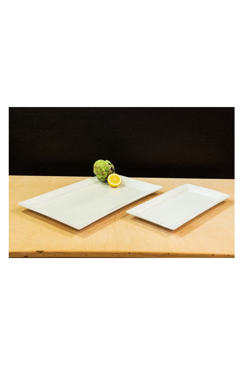 Set of 2 Rectangular Platters, Alternate, color, WHITE