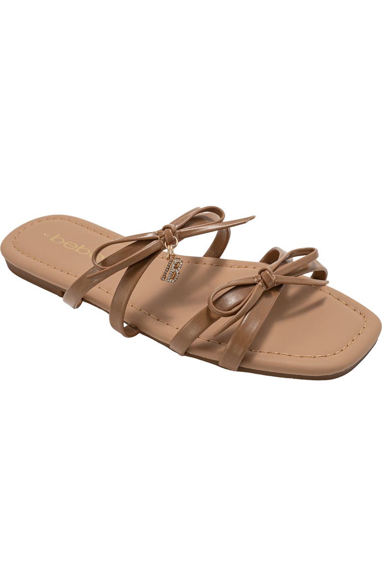 bebe Bow Strappy Sandal, Main, color, Tan