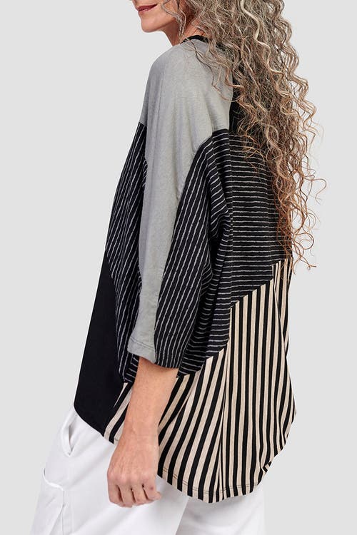 ALEMBIKA ALEMBIKA JERSEY STRIPES PATCHWORK CREW NECK TEE 
