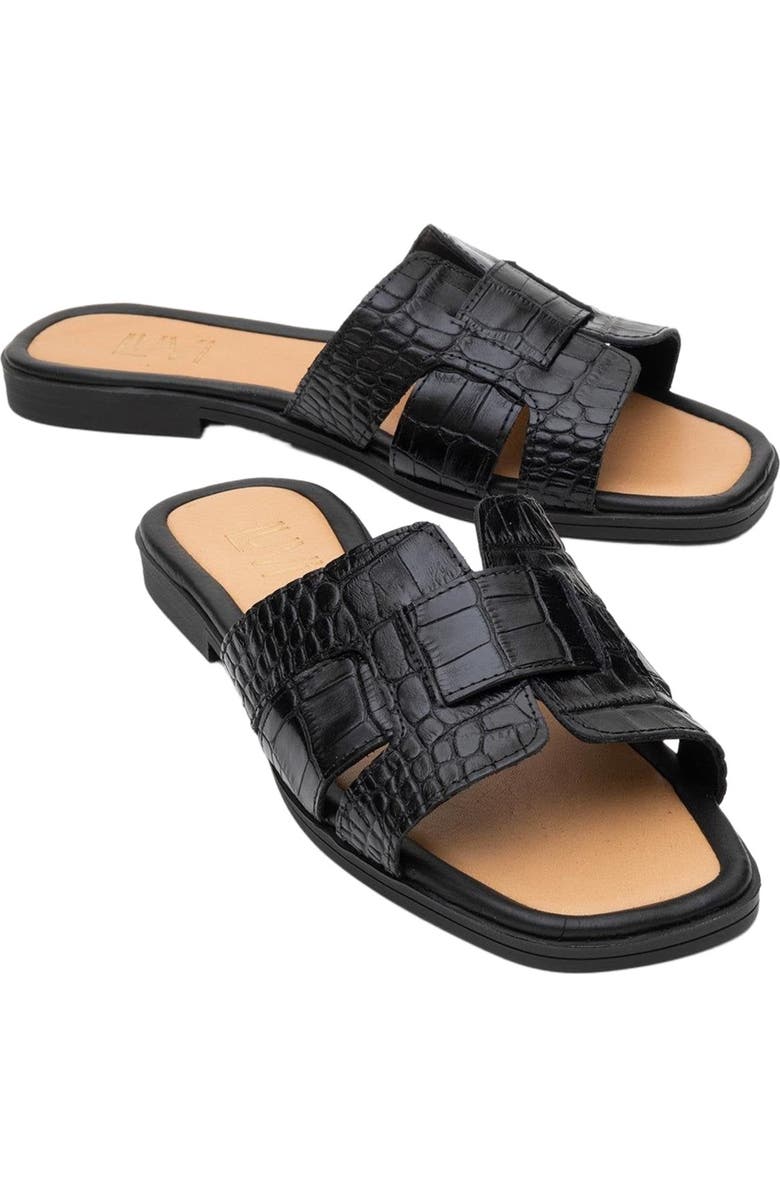Forever & Always Shoes Notre Leather Slide Sandal, Alternate, color, Black Leather
