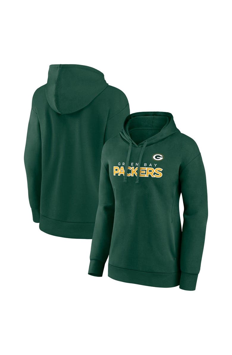 FANATICS Women's Fanatics Branded Green Green Bay Packers Iconic Cotton Fleece Checklist Pullover Hoodie, Alternate, color, 