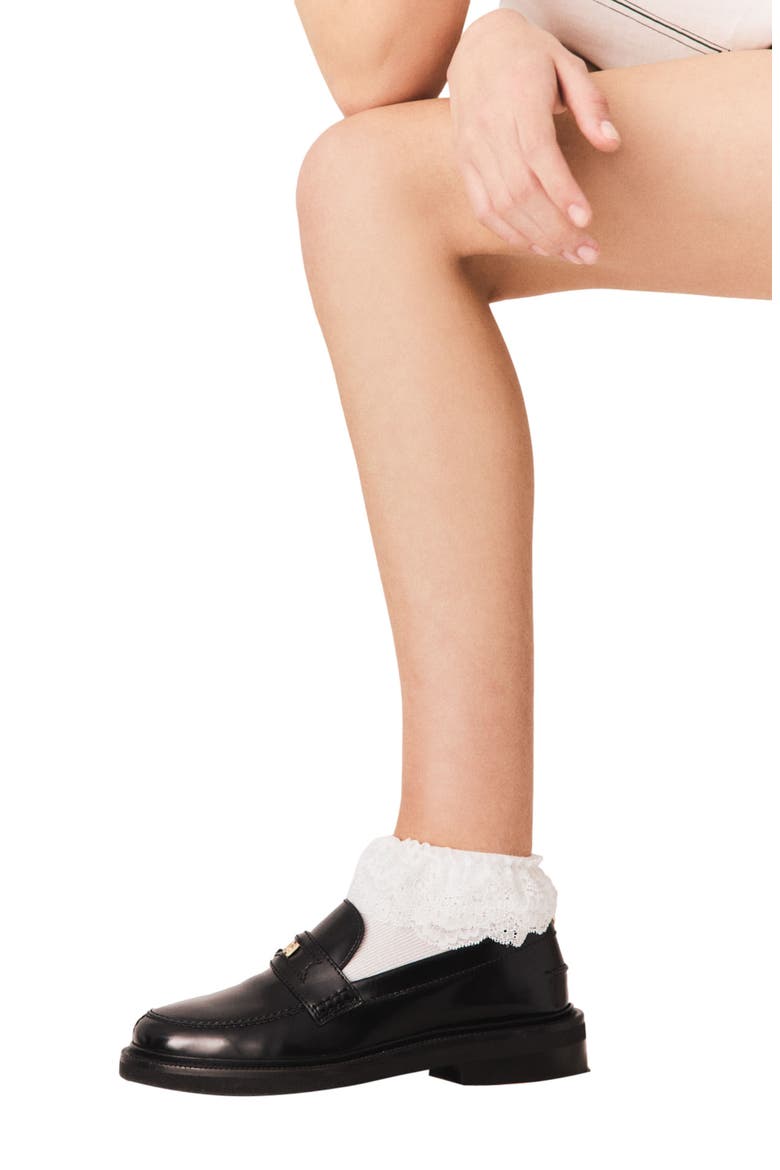 Lace frill socks, Alternate, color, White