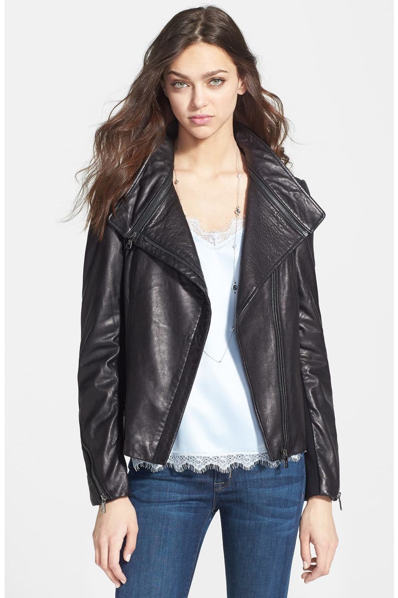 Zip Detail Moto Jacket, Main, color, BLACK