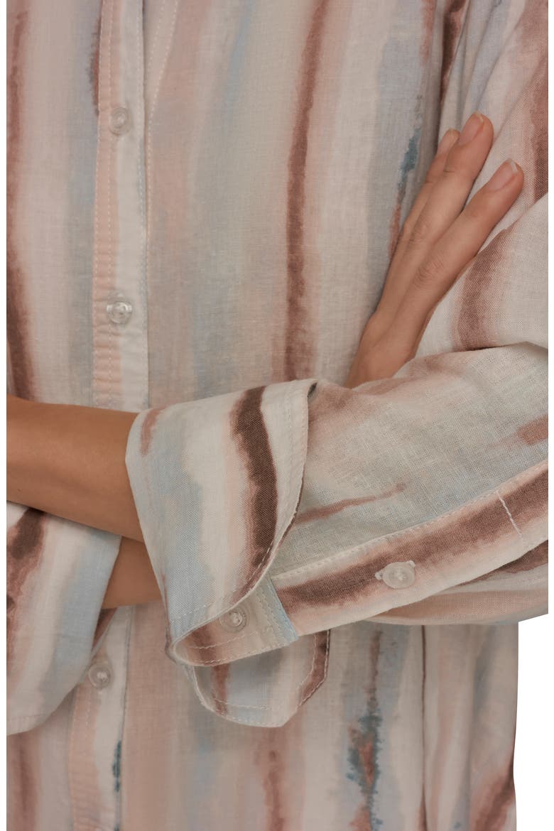 Long Sleeve Linen Blend Button-Up Shirt, Alternate, color, WATERCOLOR
