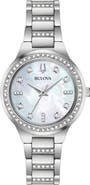 BULOVA Crystal Mother-of-Pearl Dial Bracelet Watch, 32mm