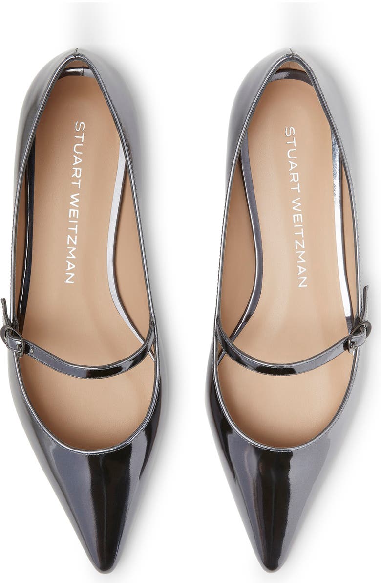 Stuart Weitzman Emilia Mary Jane Flat, Alternate, color, Cool Gray Patent