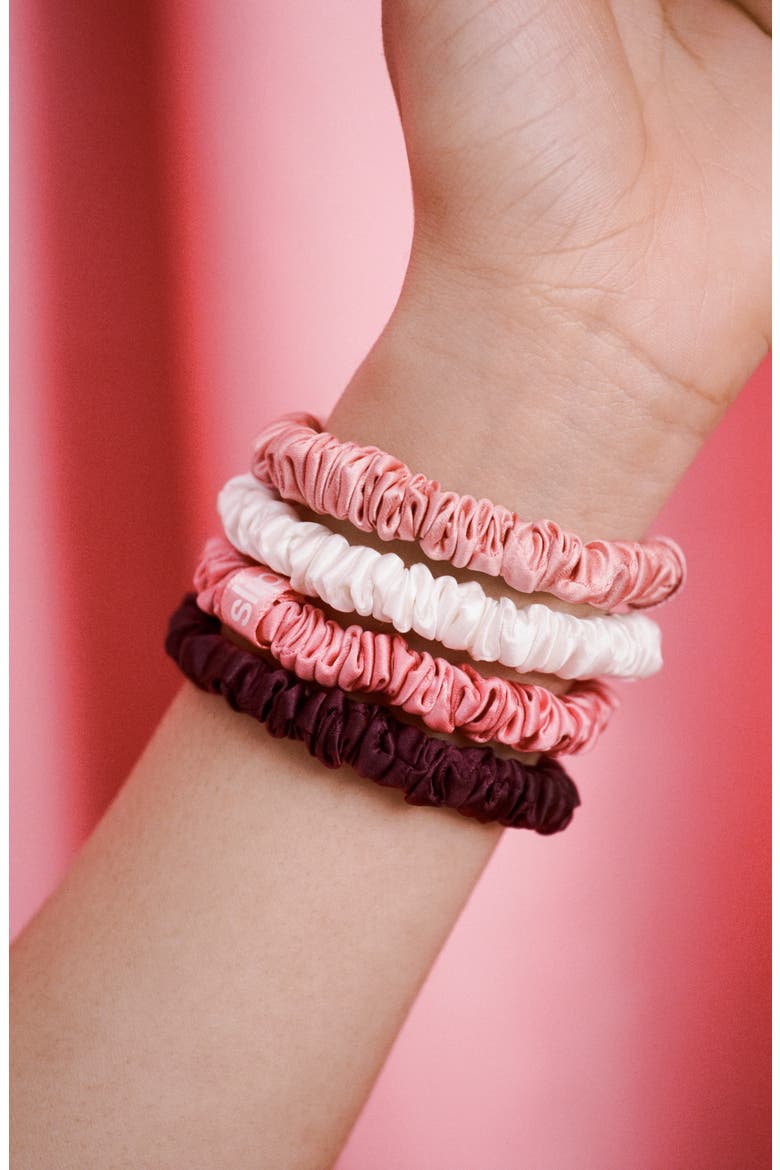 Pure Silk 4-Pack Skinny Scrunchie Ornament $34 Value, Alternate, color, CANDY CANE