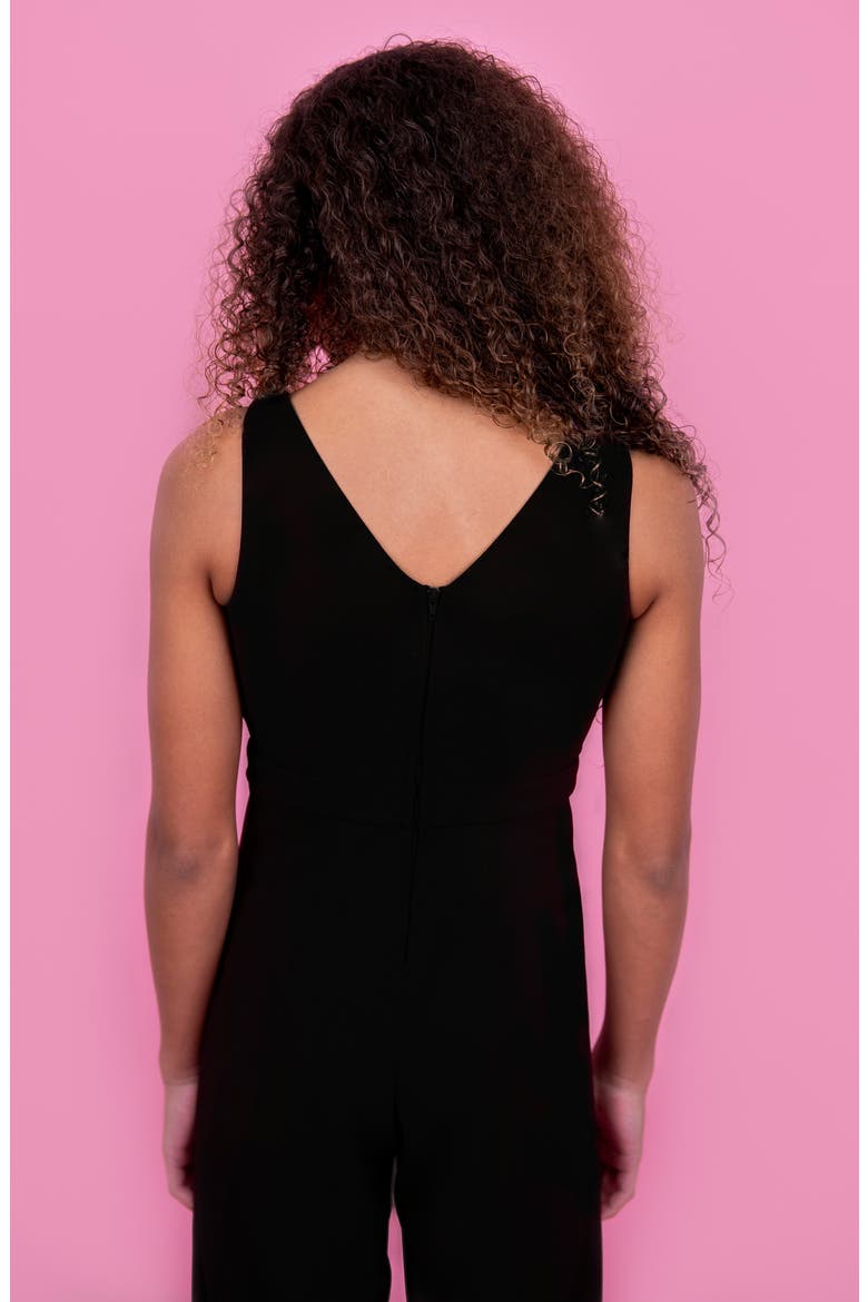 Double Ruffle Sleeveless Jumpsuit, Alternate, color, BLACK