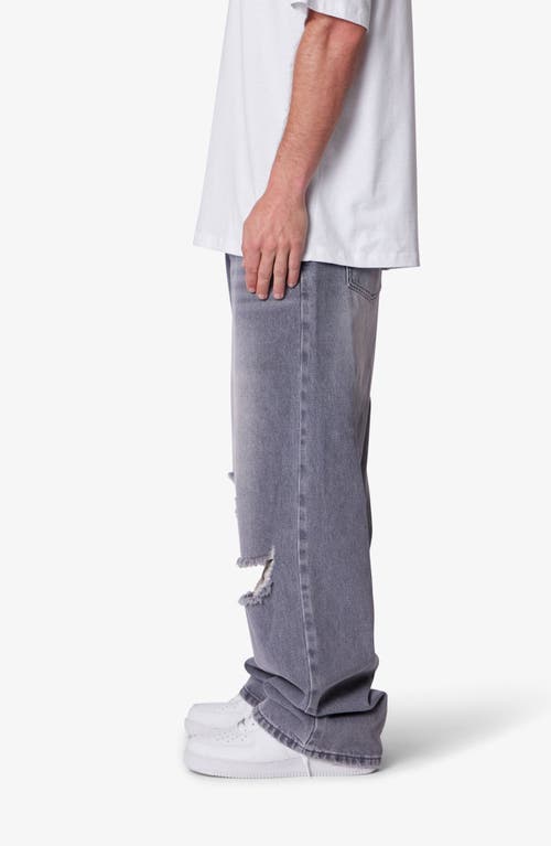 Mnml Blowout Baggy Ripped Wide Leg Jeans In Gray