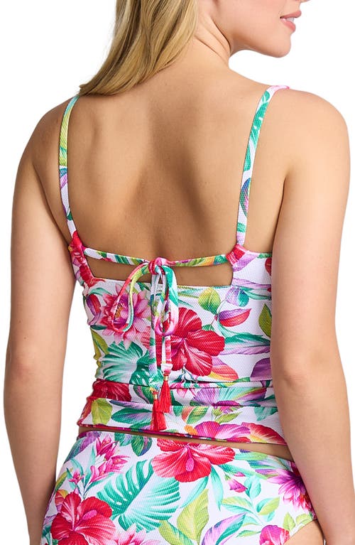 Tommy Bahama Island Cays Reversible Tankini Top In White Rev