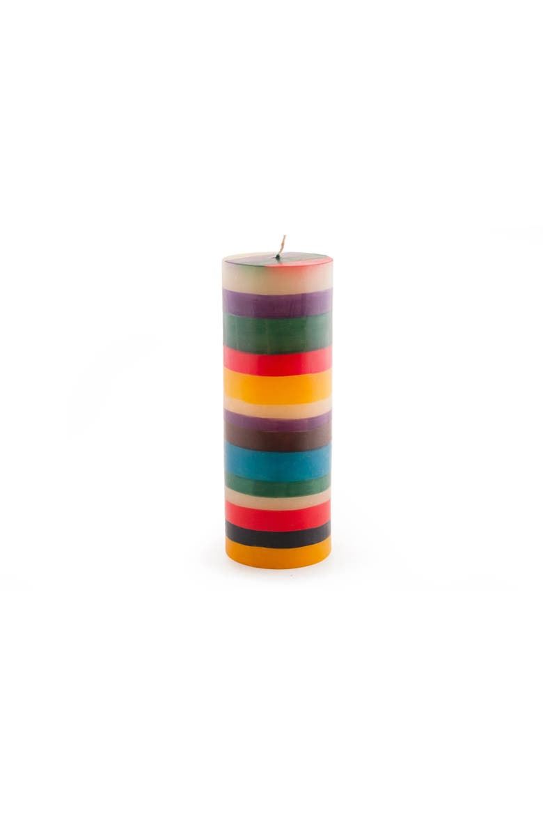 Memphis Stripe Painted Candles, Main, color, Multicolor - 3x8"