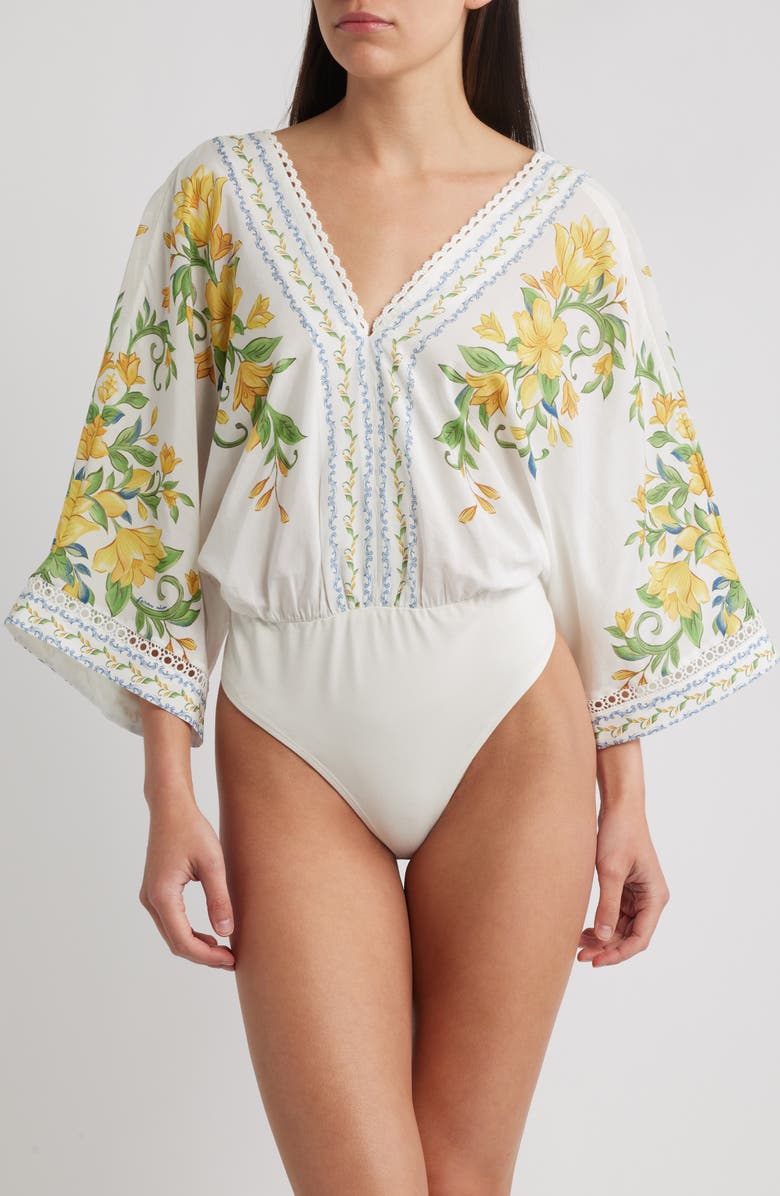 FARM Rio Sicily Dolman Sleeve Bodysuit, Alternate, color, Off-White