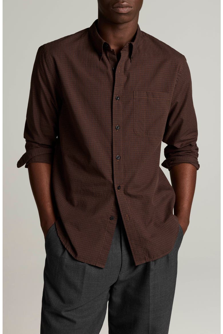 Carnes Plaid Long Sleeve Button Down Shirt, Main, color, CHOCOLATE PLUM COMBO
