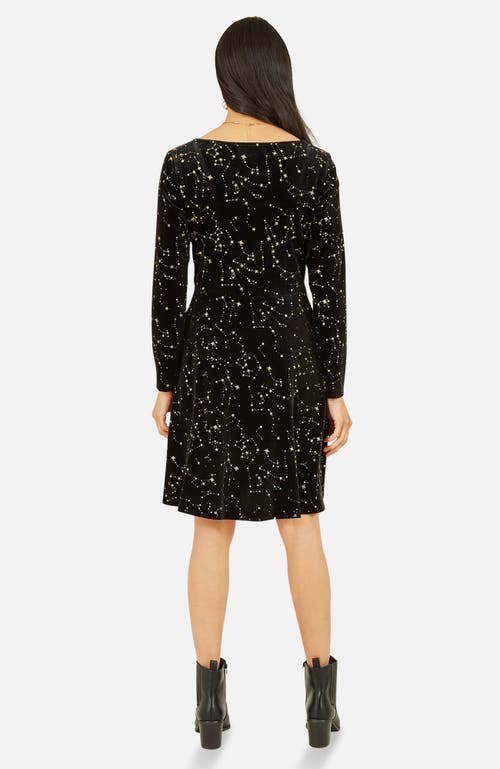 Yumi Star Foil Print Skater Dress In Multi