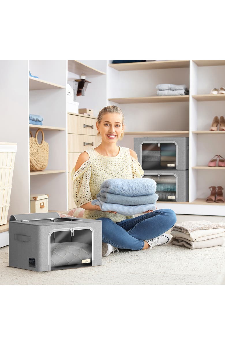 SORBUS 3-Pack Zip Storage Bins, Alternate, color, Gray