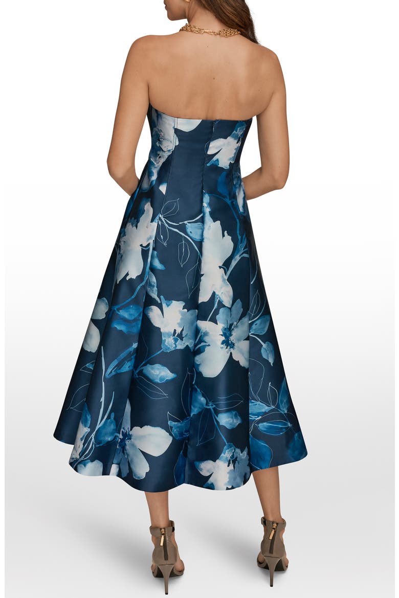 Floral Print Fit & Flare Party Dress, Alternate, color, NIGHTFALL/ WASHED INDIGO MULTI
