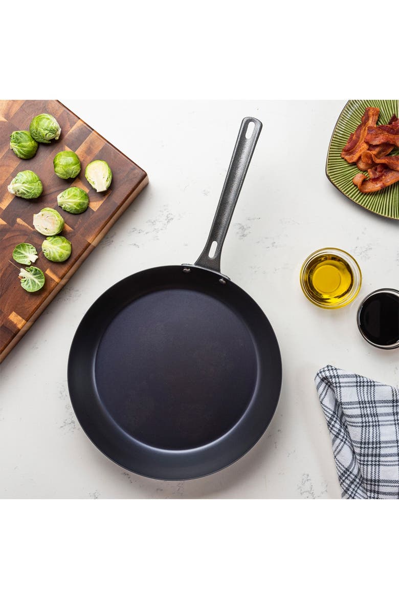 Blue Carbon Steel 12" Frying Pan, Alternate, color, BLACK