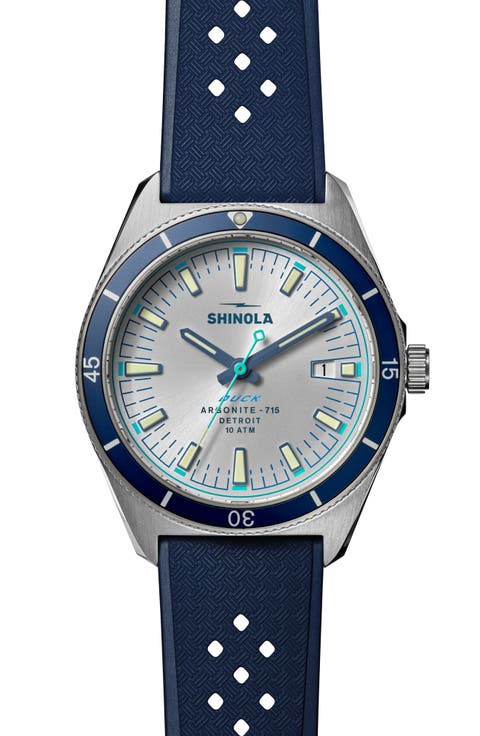 Duck Blue Rubber Strap Watch, 40mm