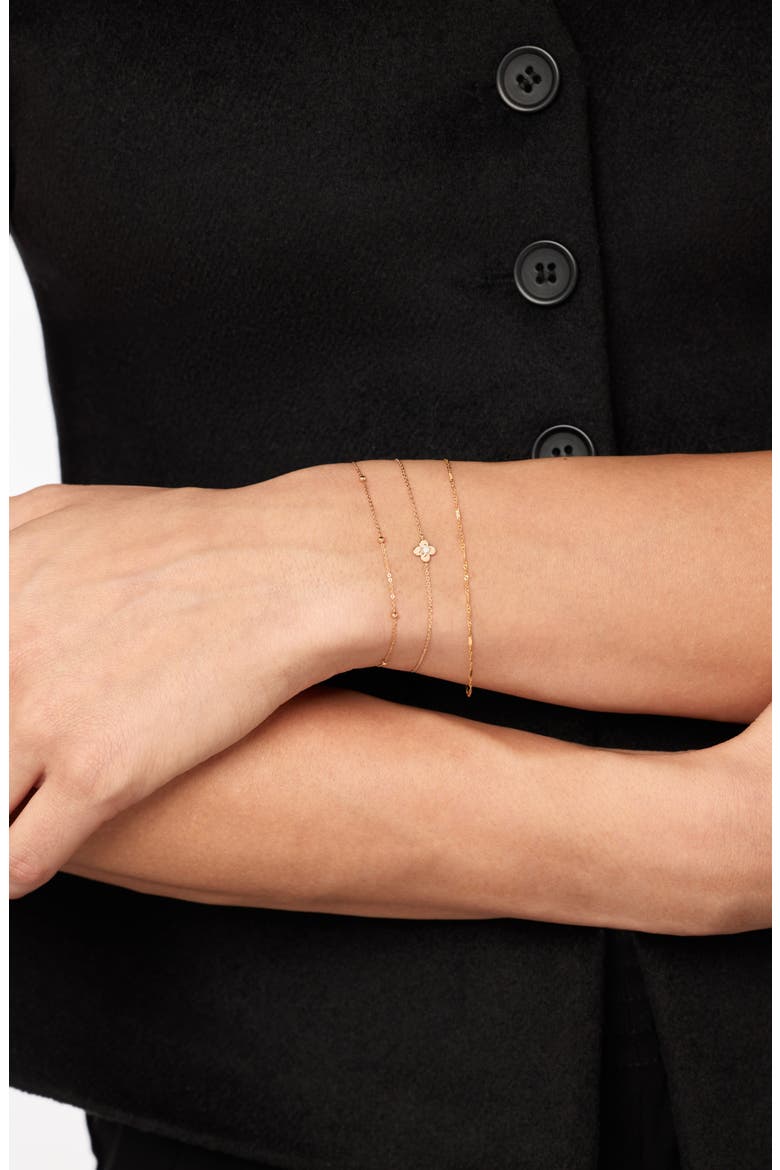 Solid Yellow Gold - Mini Flower Bracelet, Alternate, color, Diamond