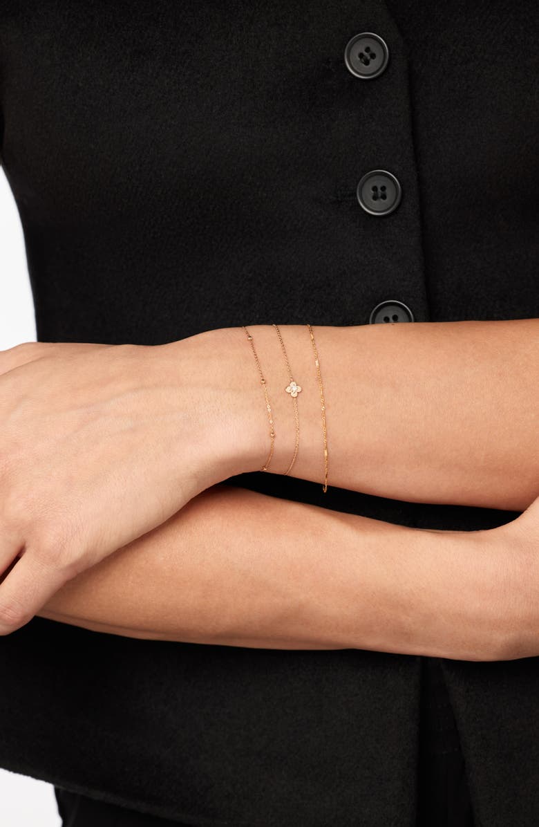 Ana Luisa Solid Yellow Gold - Mini Flower Bracelet, Alternate, color, Diamond