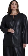 ELOQUII Button Detail Faux Leather Jacket (plus)