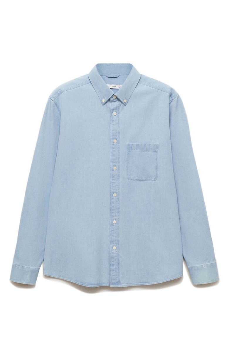 MANGO Regular Fit Denim Button-Up Shirt, Alternate, color, 