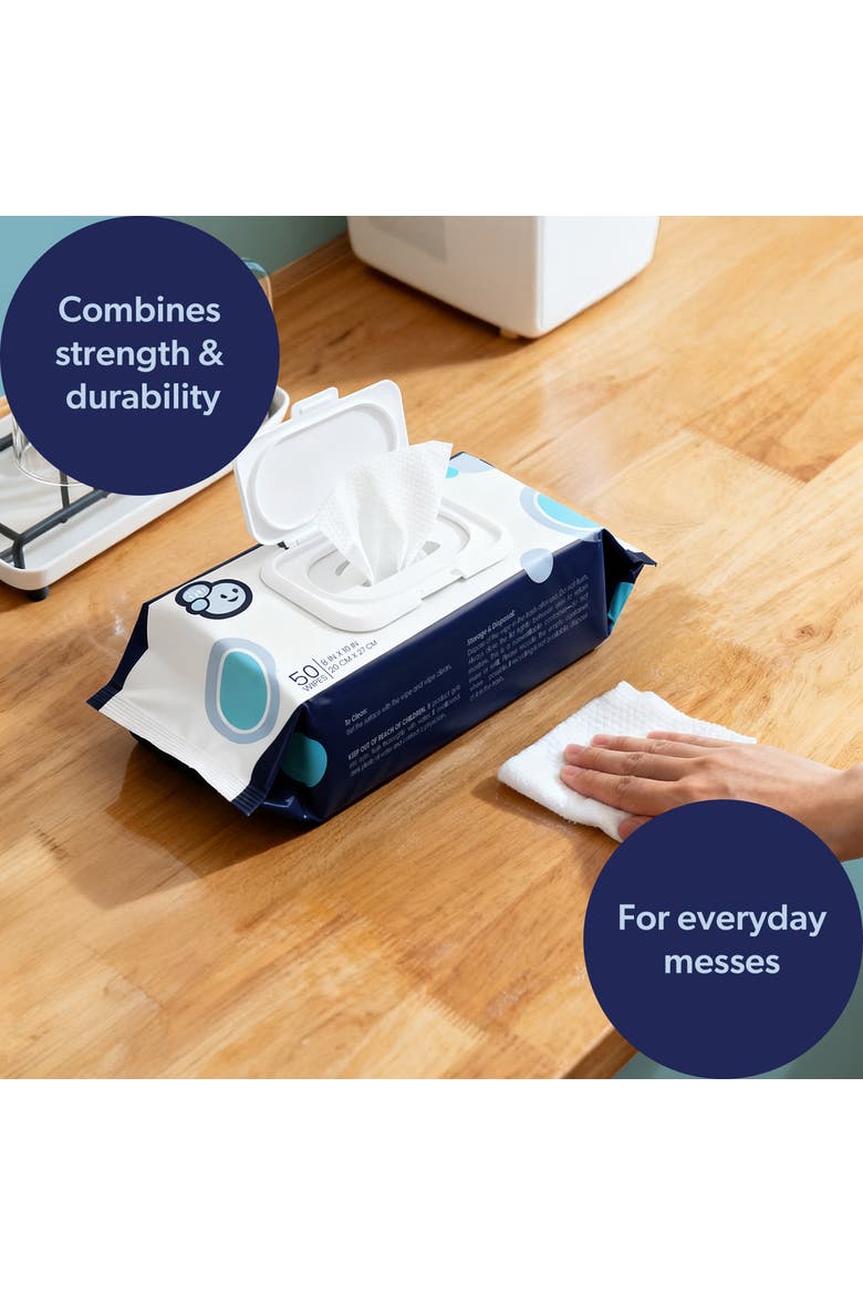 All-Purpose Multi Surface Heavy Duty Thick Kitchen Cleaning Wipes, Bleach Free, Extra Strong, Super Moist, Tough on Messes, Alternate, color, White