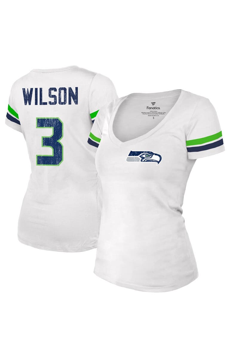 Majestic Threads Women's Fanatics Branded Russell Wilson White Seattle Seahawks Fashion Player Name & Number V-Neck T-Shirt, Main, color, 