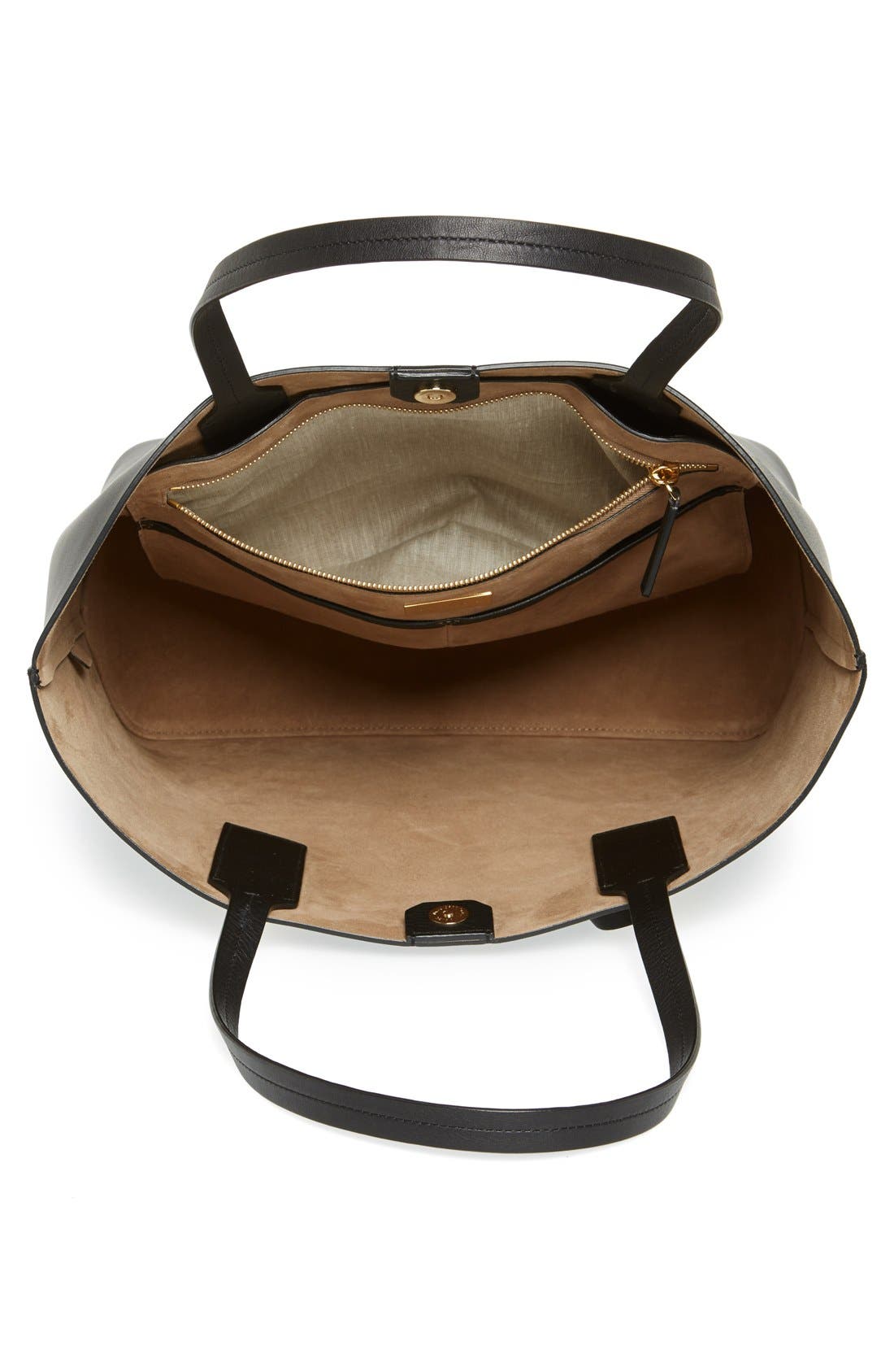 'Large Jaryn' Leather Tote, Alternate, color, BLACK