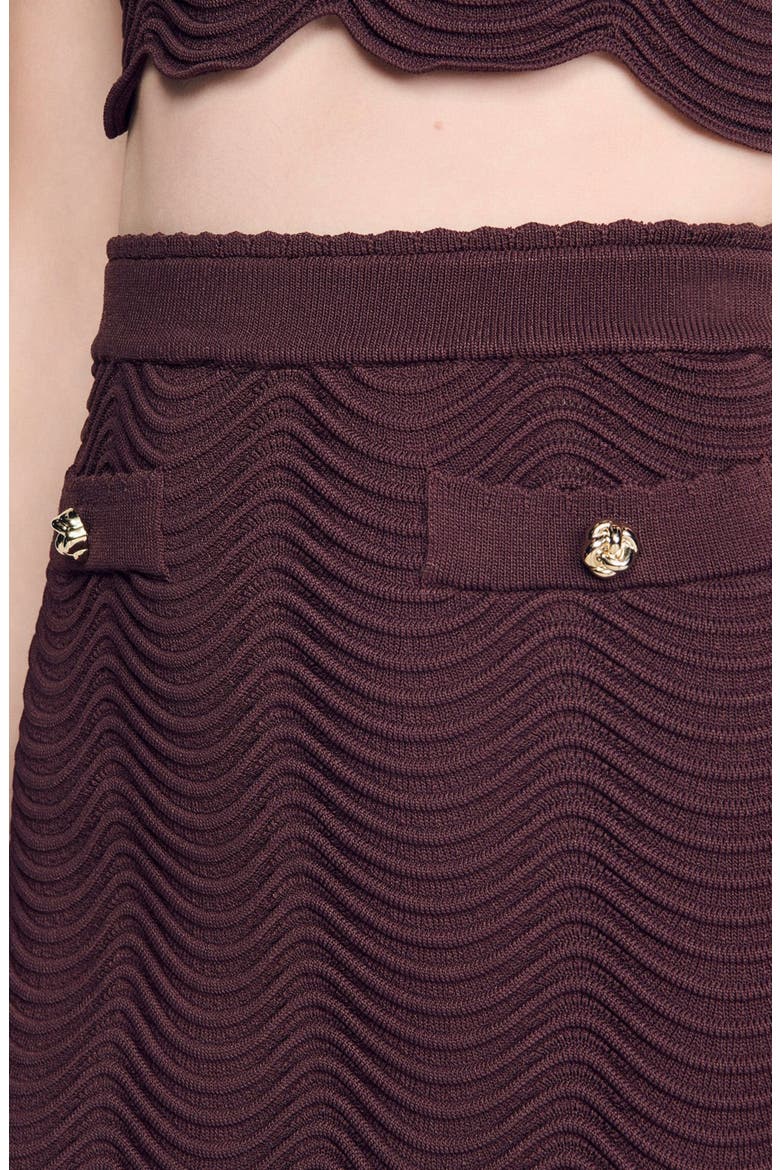 Short fancy knit skirt, Alternate, color, Brown