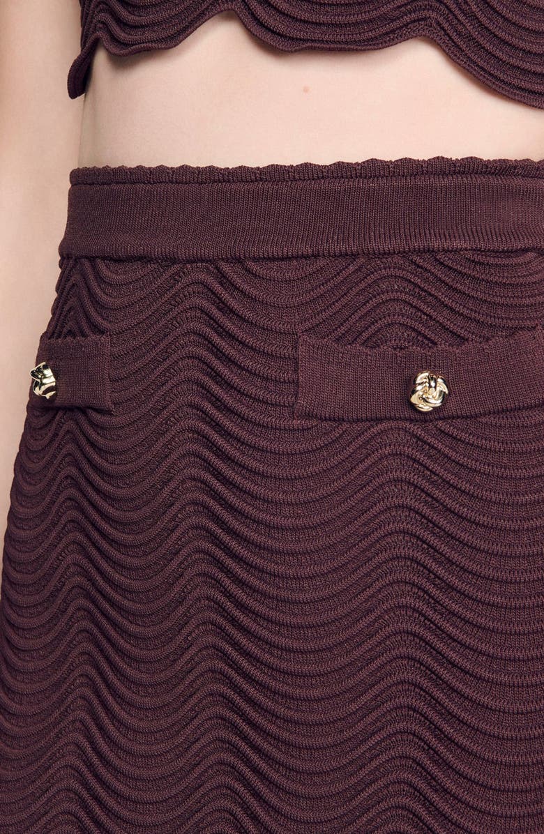 SANDRO Short fancy knit skirt, Alternate, color, Brown
