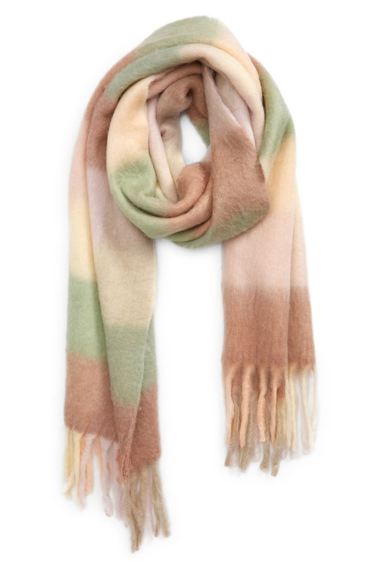 Brushed Plaid Scarf, Main, color, HEATHER LAVENDER