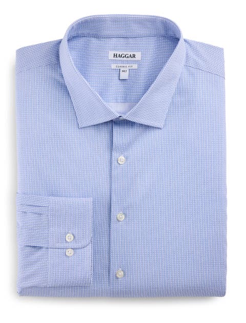 Big & Tall Micro Geometric Patterned Wrinkle-Free Dress Shirt