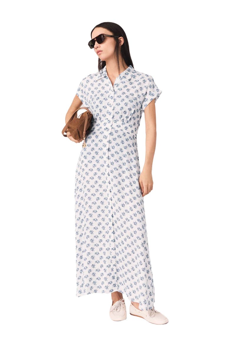 Jacquard print maxi dress, Main, color, Blue small flowers print