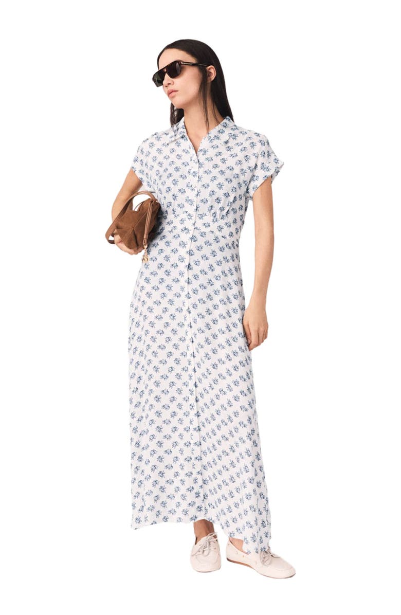 maje Jacquard print maxi dress, Main, color, Blue Small Flowers Print
