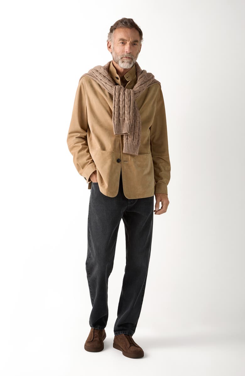 ZEGNA Suede Chore Jacket, Alternate, color, Beige