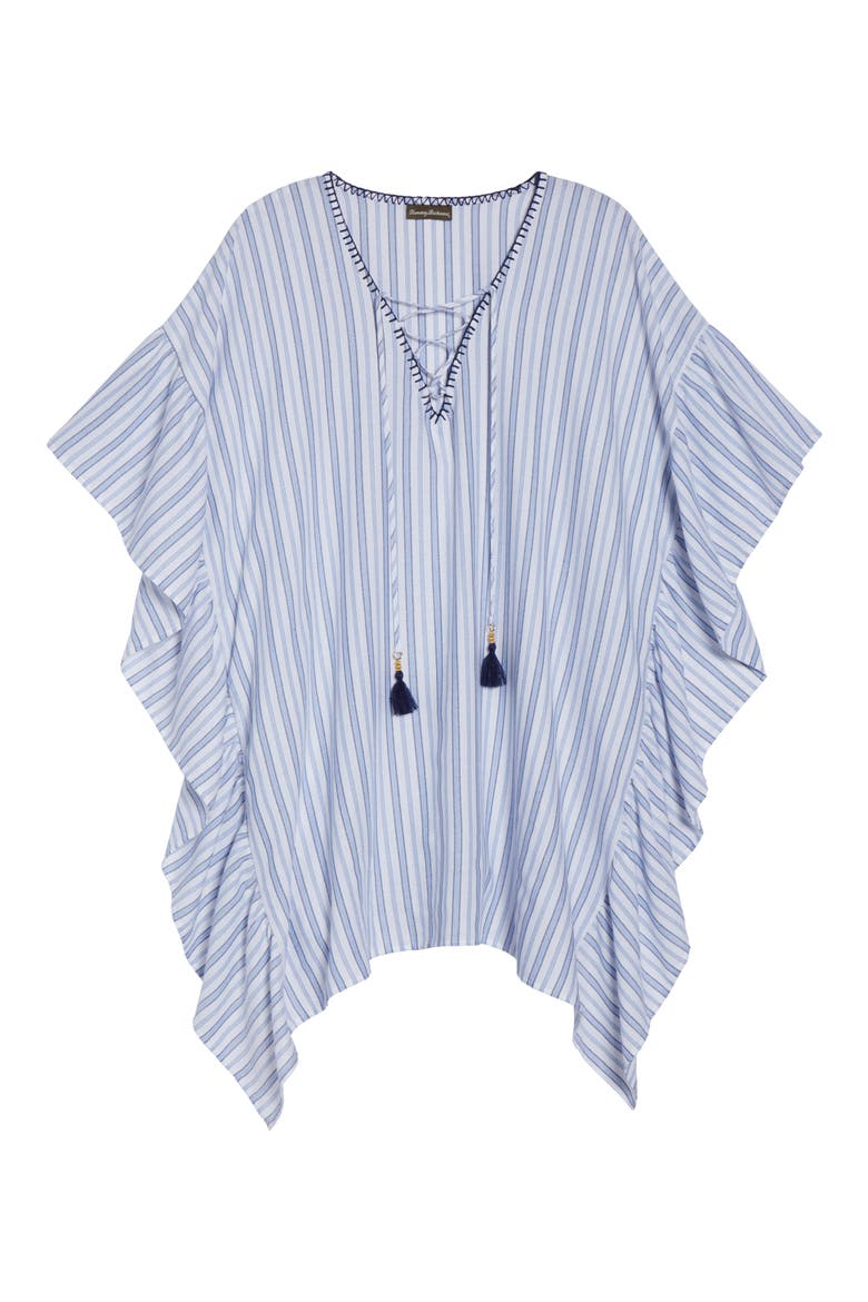 Ticking Stripe Cover-Up Tunic, Alternate, color, WHITE