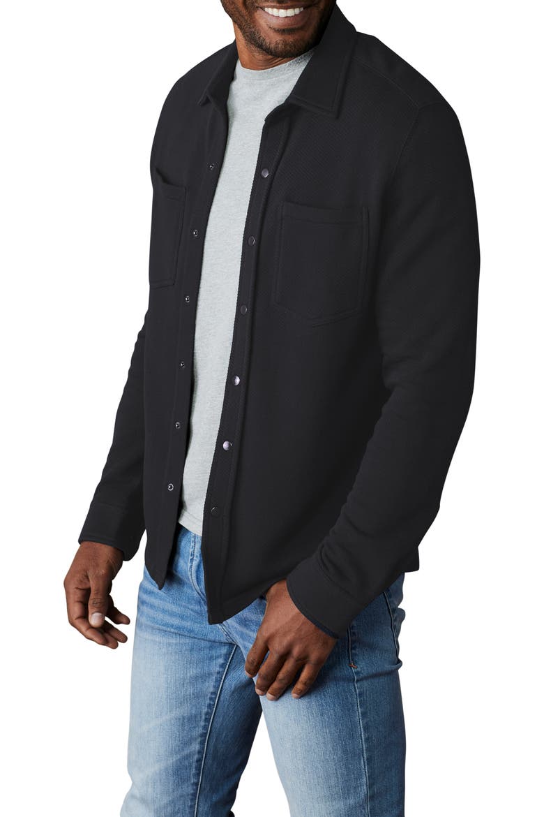 Looped Terry Button-Up Shirt, Alternate, color, BLACK