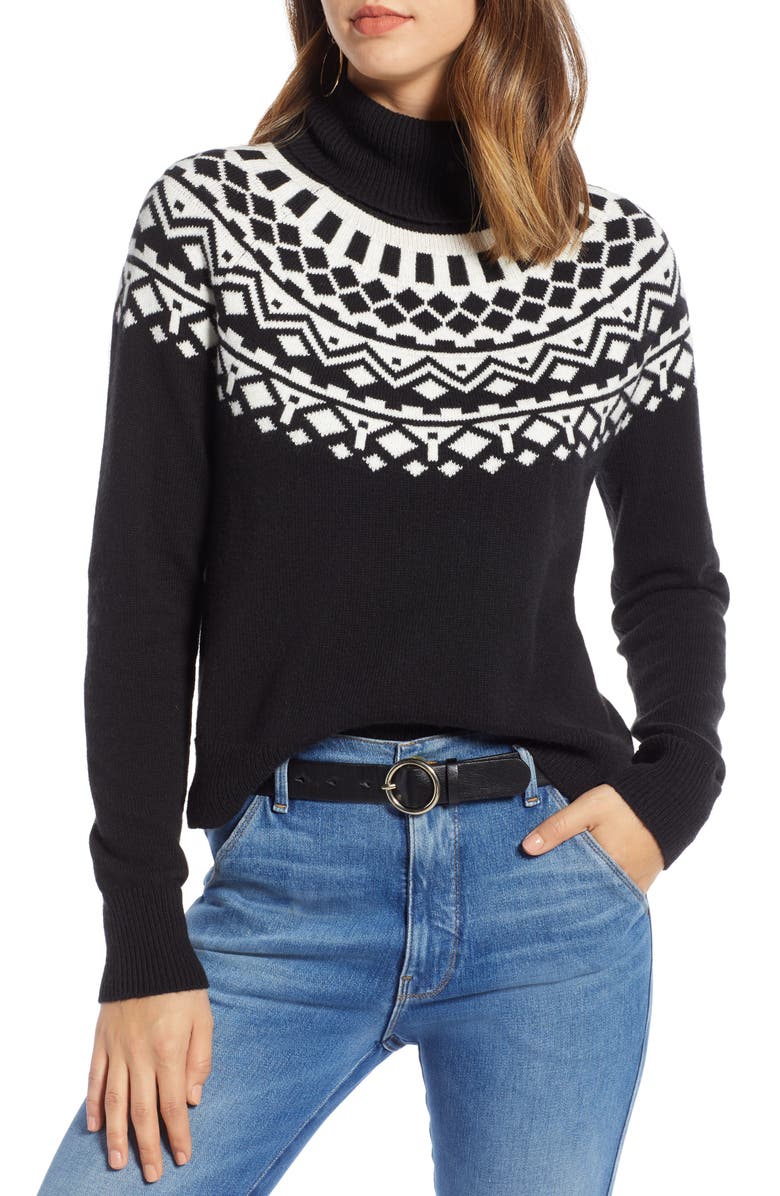 1901 Fair Isle Shrunken Turtleneck Sweater, Main, color, 