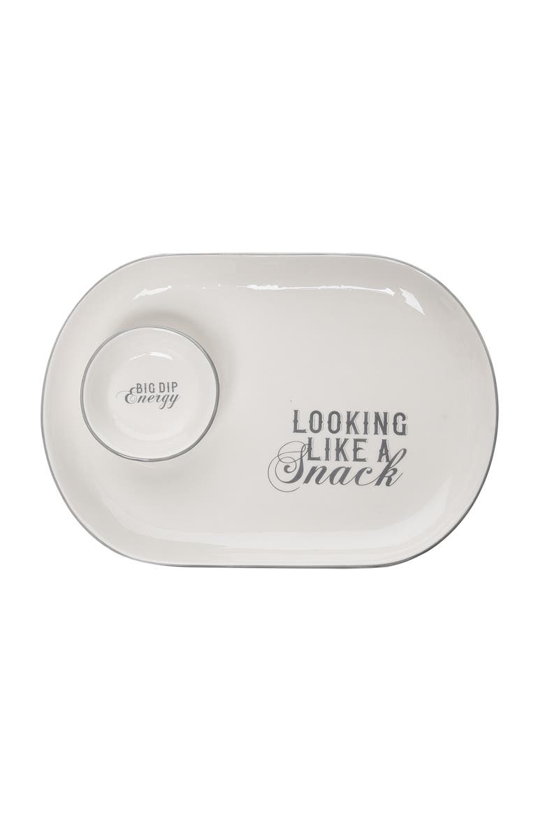 Big Dip/Snack Chip & Dip Set of 2 Ceramic White, Main, color, White