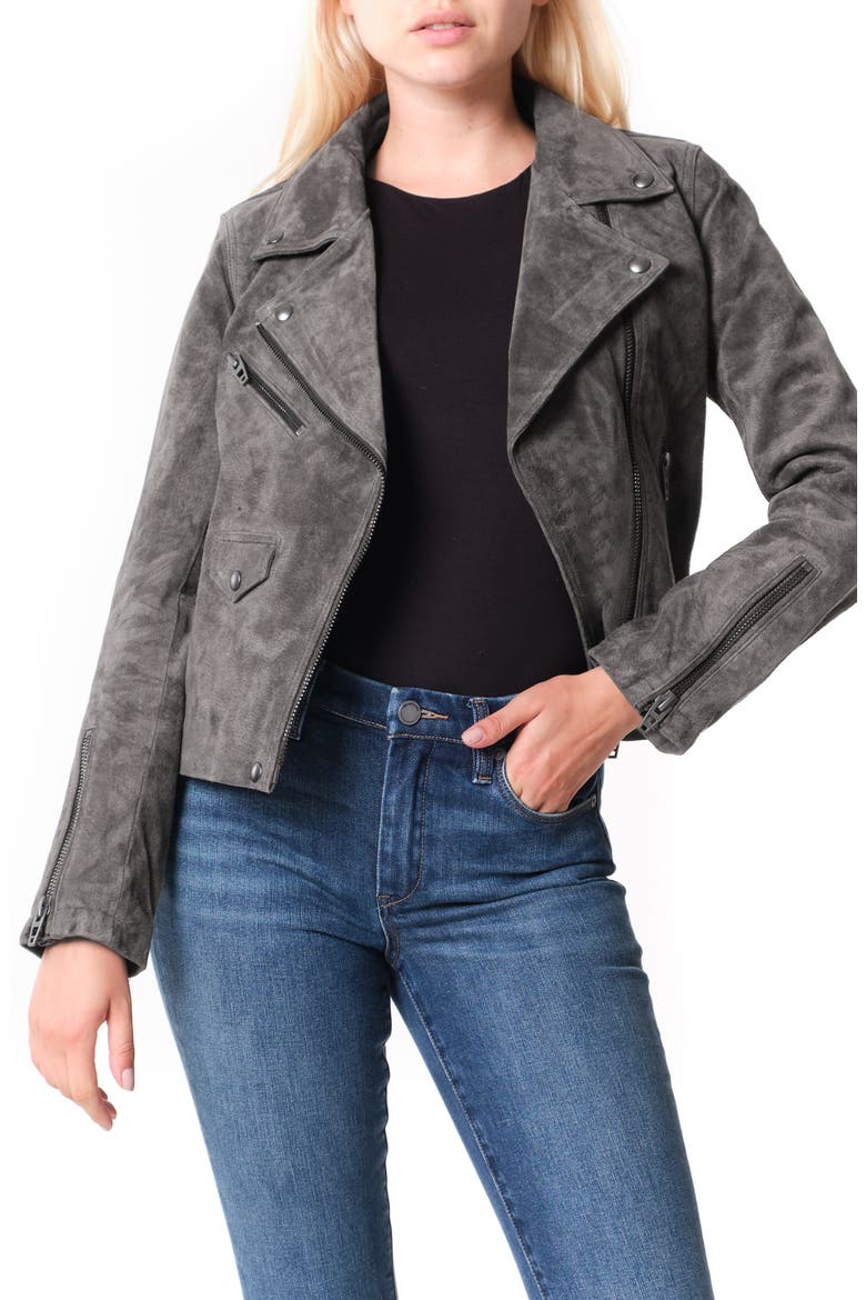 Vital Signs Suede Moto Jacket, Main, color, ROAD TRIP