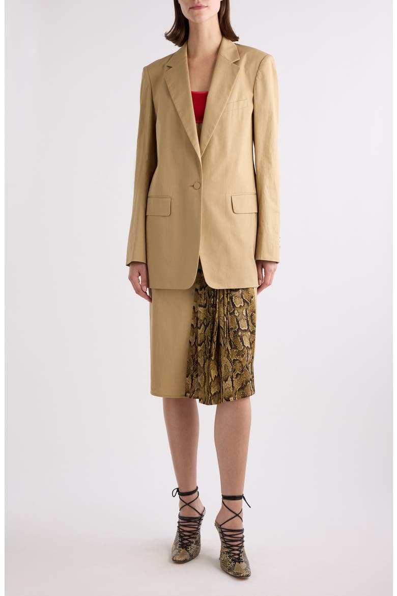 One-Button Cotton Twill Blazer, Alternate, color, BEIGE