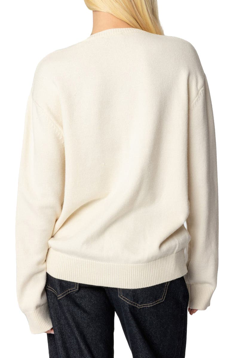 EDIKTED Motor Medley Graphic Crewneck Sweater, Alternate, color, Cream