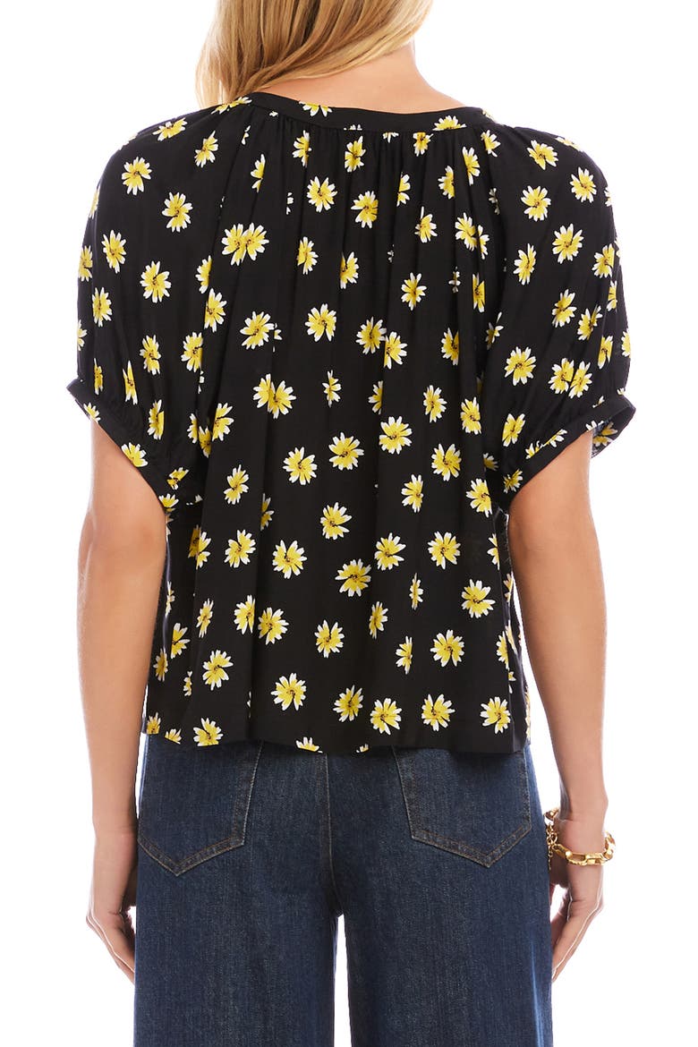 Floral Button-Up Peasant Top, Alternate, color, BLACK PRINT
