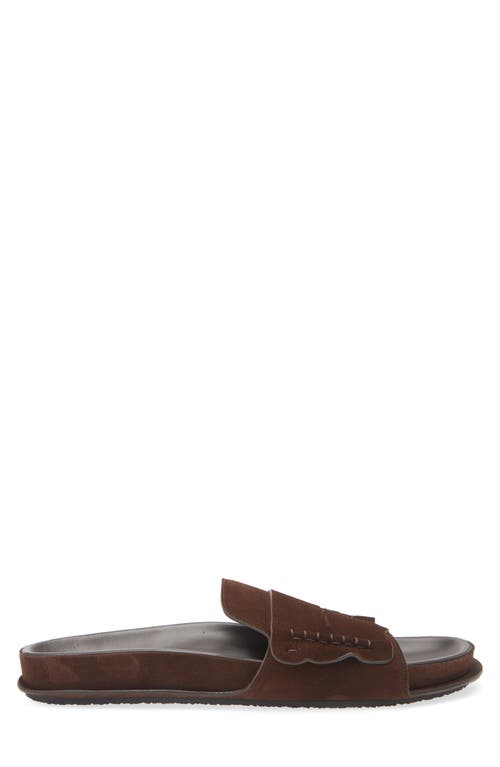 Jacquemus Diamond Cut Suede Slides With Flat Sole In Brown