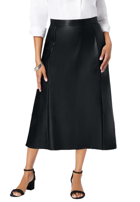 Faux Leather Midi Skirt (Plus Available)