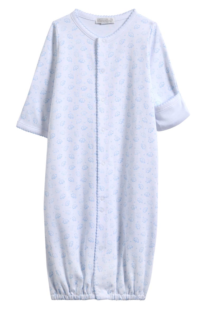 Ele-Fun Print Convertible Pima Cotton Gown, Main, color, LIGHT BLUE