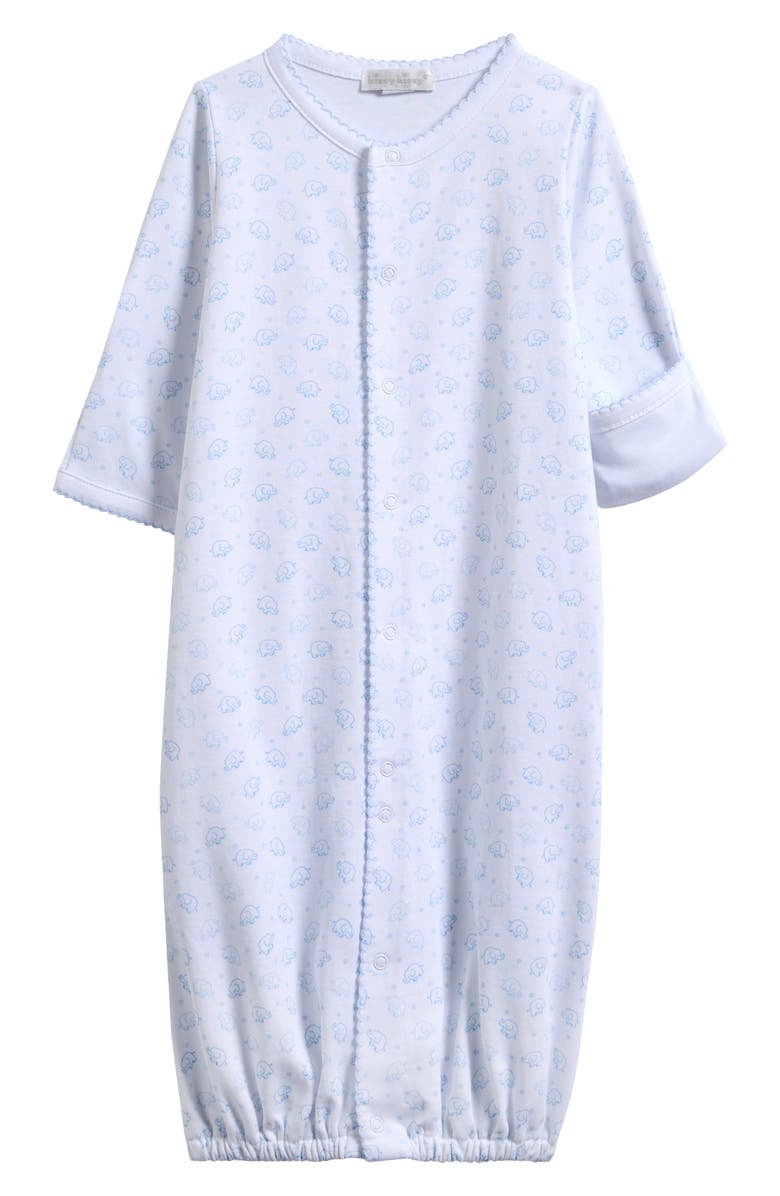 Kissy Kissy Ele-Fun Print Convertible Pima Cotton Gown, Main, color, Light Blue
